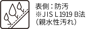 表側：防汚※JIS L 1919 B法（親水性汚れ）